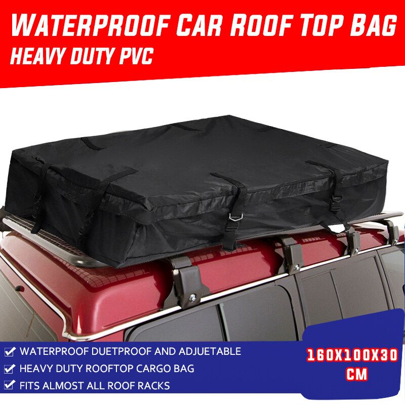 Waterproof Car Roof Top Bag Travel Cargo Luggage Carrier Black 160x100x30cm