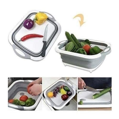 Collapsible Foldable Chopping Board With Food Strainer