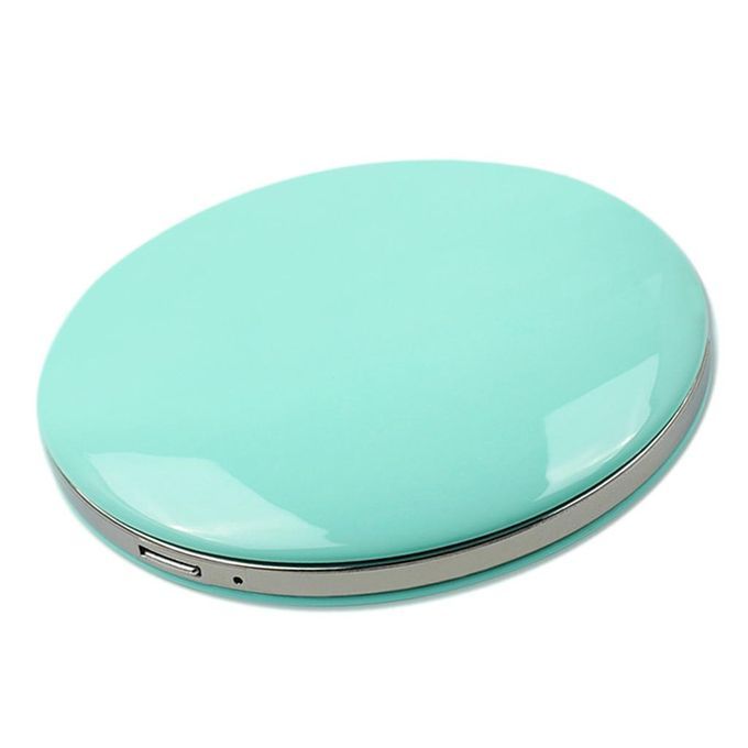 Compact LED  Mirror With Portable Magnifier 2-Sided Travel Green