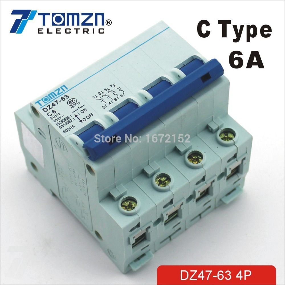 4P 6A 240V 415V Circuit Breaker MCB TYPE 4