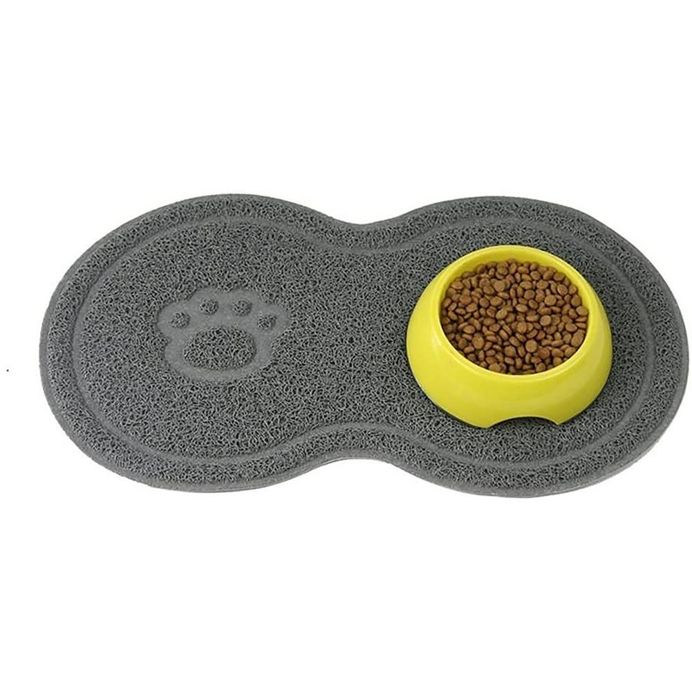 Pet Food PVC Mat Waterproof Non-Slip Pet Feeding Mat Pet Bowl Mat, Pet Feeding Tray for Cats and Dogs (Grey)