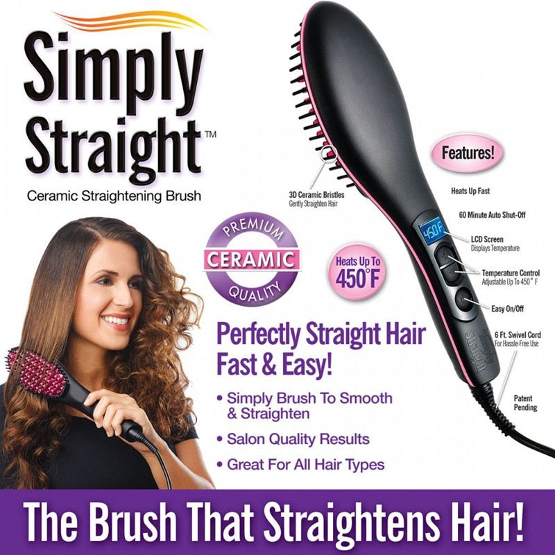 Simply Straightener Brush Ceramic Fast Hair Straightener Comb LCD Display Electric Smooth Hair Straight For Salon Styling Tools