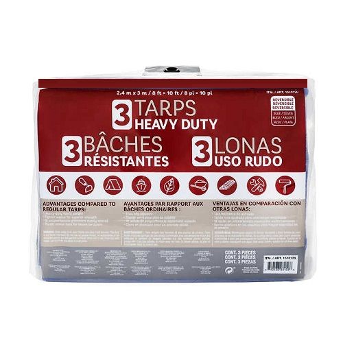 Heavy Duty Tarp -3 Pack -Brown -8' X 10'