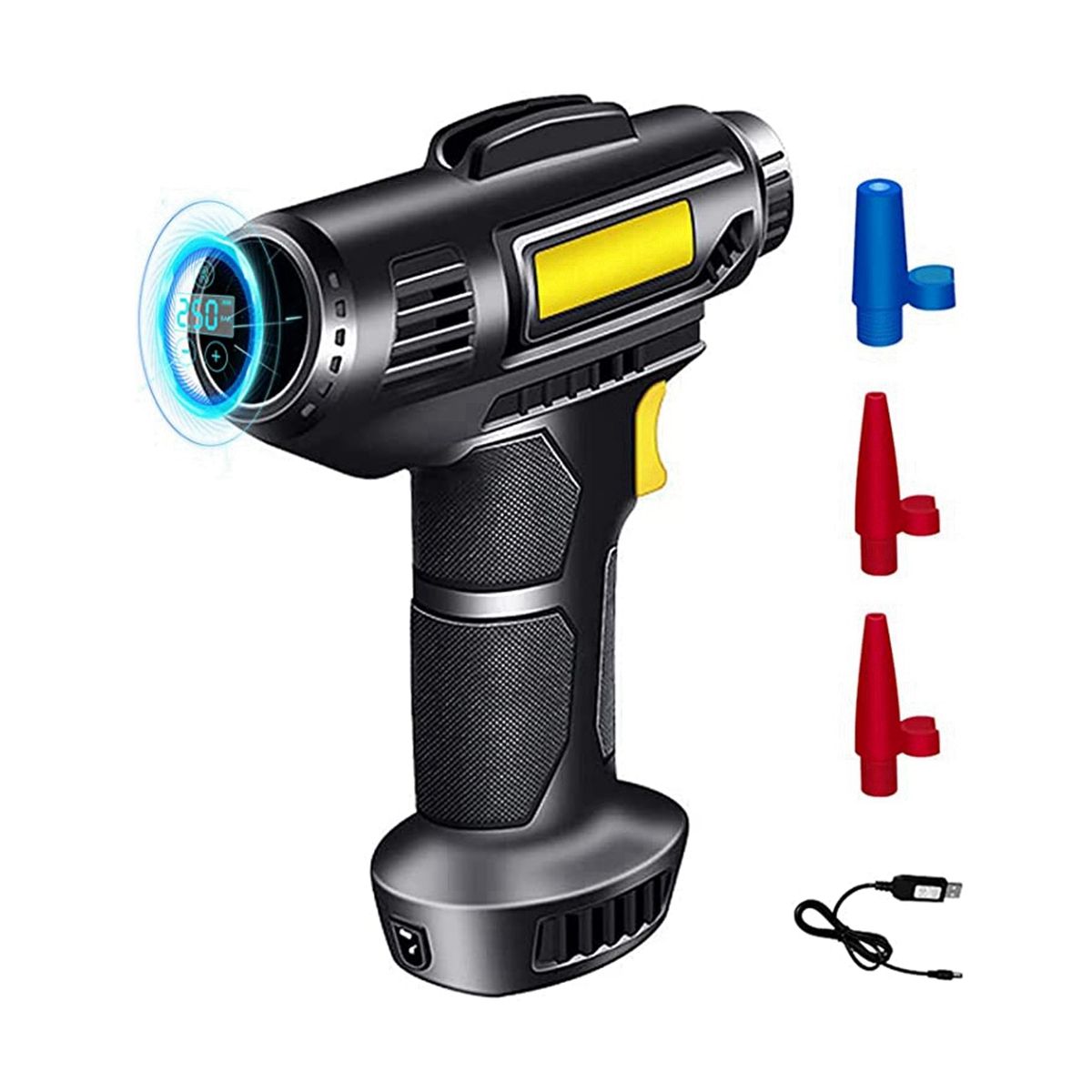 Wireless Car Tire Pump with Rechargeable - Battery Car Power Adapter Digital Pressure Gauge