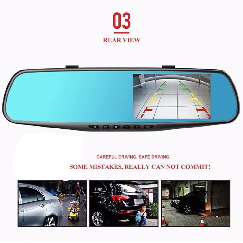 3.5 Inch Car DVR Mirror Car Dvr Camera Wide Angle 1080P Rear View Mirror Digital Video Recorder
