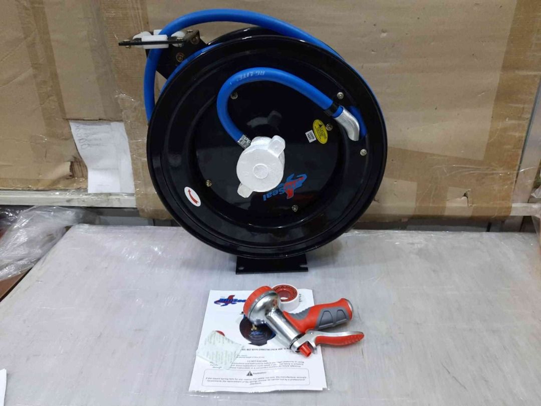 1/2&rdquo;(13MM) X 50' Water Hose Reel W/ 6' Reel Inlet Hose + Spray Nozzle