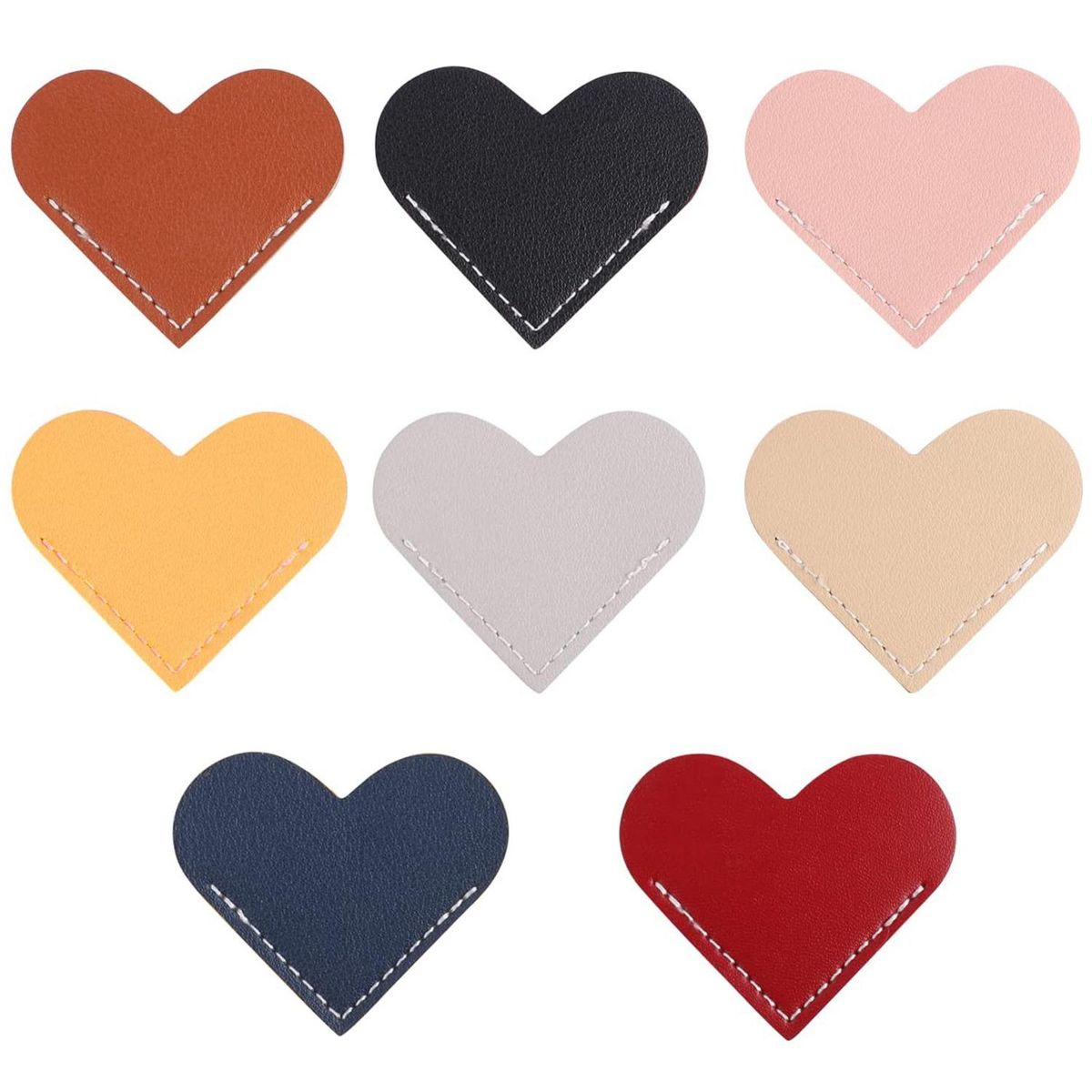 8 Pieces Leather Heart Bookmark Page Corner Book Marker