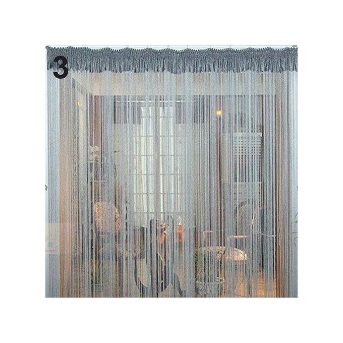 1x2m String Curtain Beads Panel Room Door Window-Silver