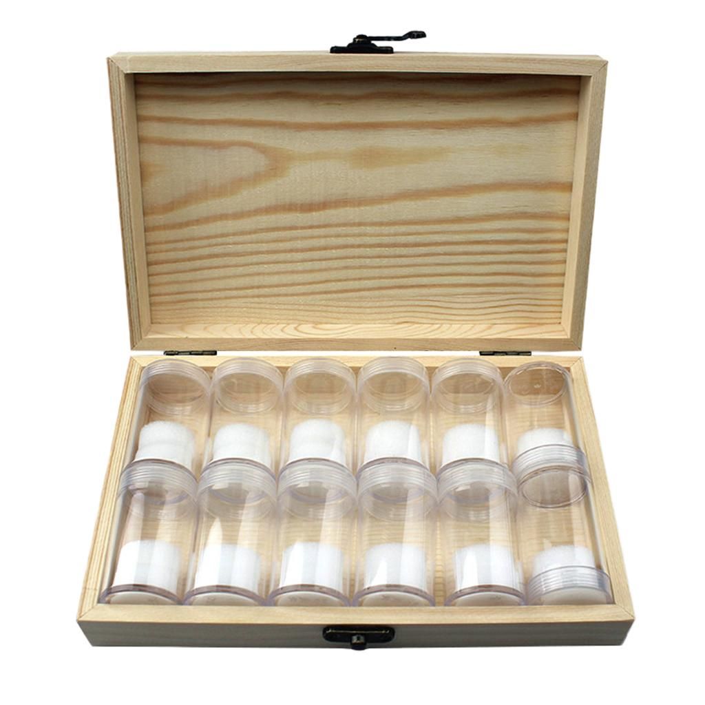 12 Pieces Round Coin Display Bottle Tube With Storage Box Collectible