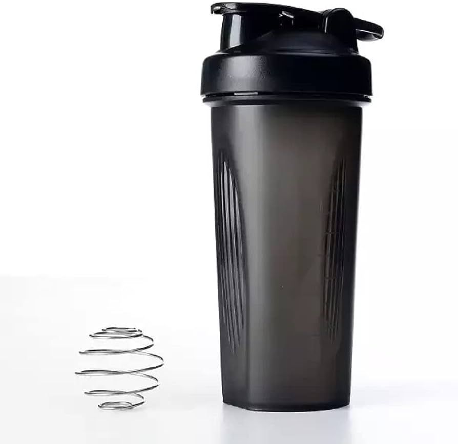 Whey Protein Shaker / Mixing Blender Bottle - 600ml Sports & Workout Plastic Drink Cup