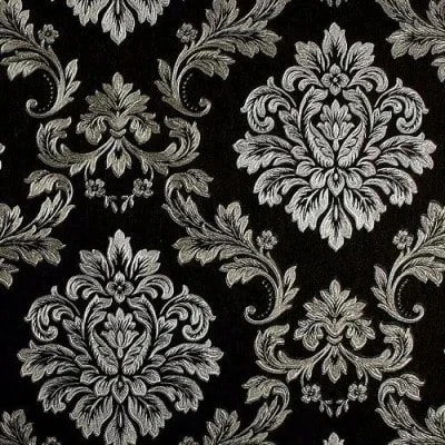 Damask Wall Paper - Black & Silver