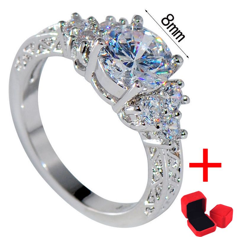 Handmade High-grade Zircon Engagement Ring + Ring Box