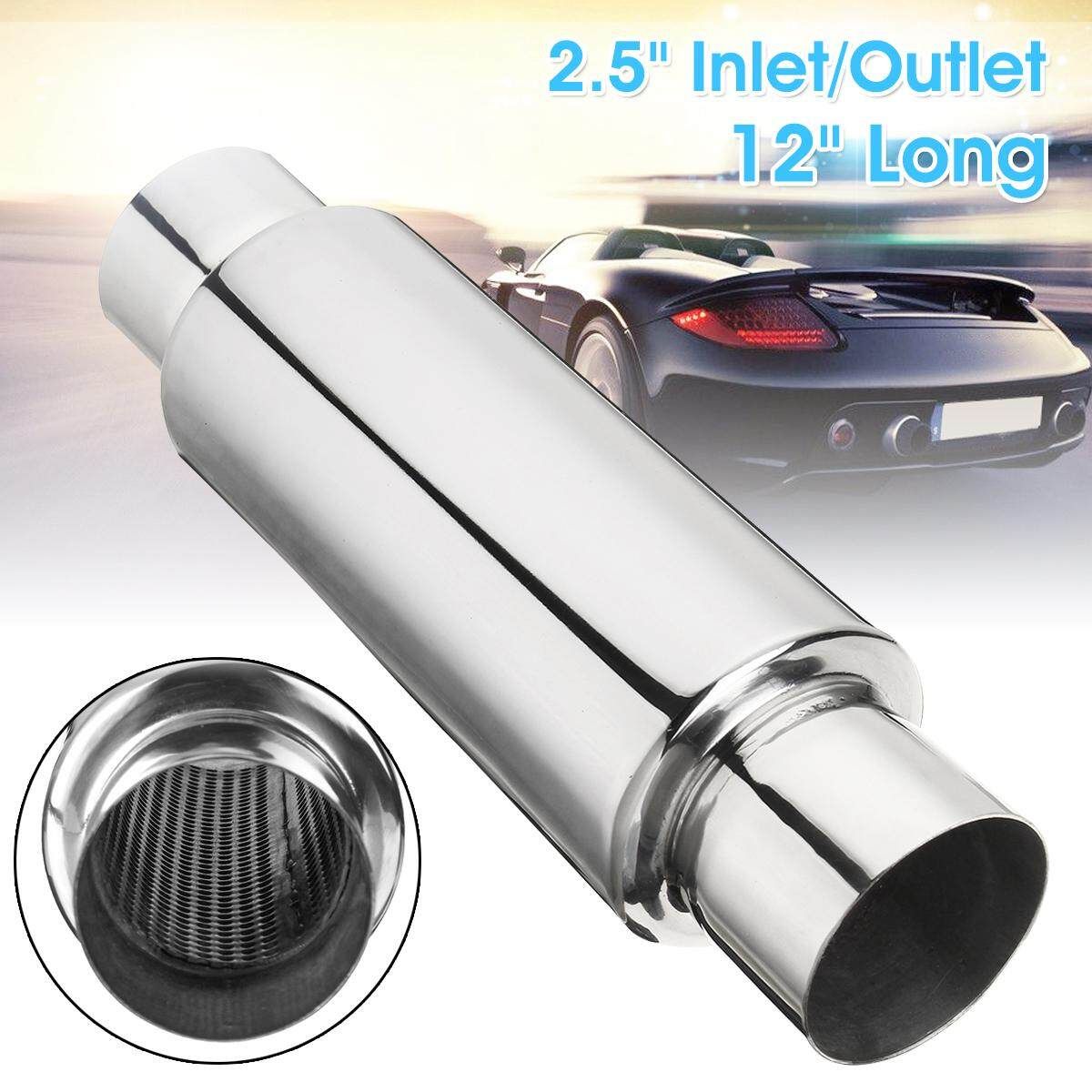 Exhaust Muffler / Resonator - 304 Stainless Steel - 2.5" In - 12" Long 141700920859