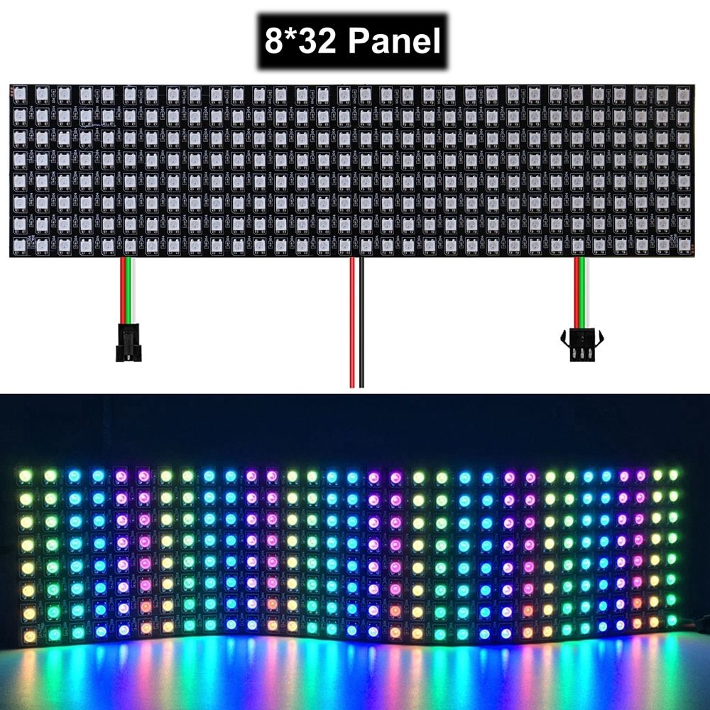 WS2812B Matrix LED Panel Screen WS2812 8*8 16*16 8*32 Pixels Module Light SP110E Bluetooth Controller Individually Addressable-Only 8x32 Led Panel---