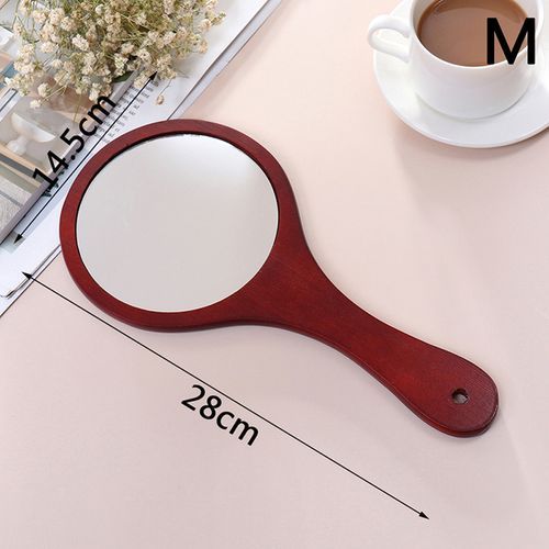 Wooden Hand Mirrors Makeup Vanity Mirror Round Hand Gifts