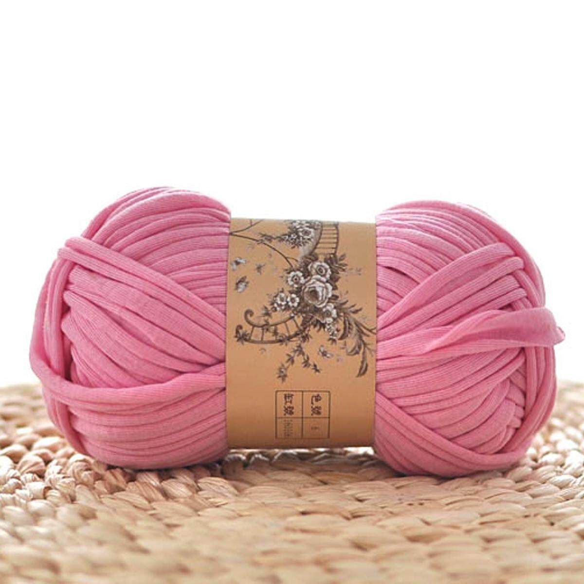Hand Knitting Blanket Basket Rugs Wool Yarn DIY Crochet Mats Elastic Cloth 100g 23 Deep Pink