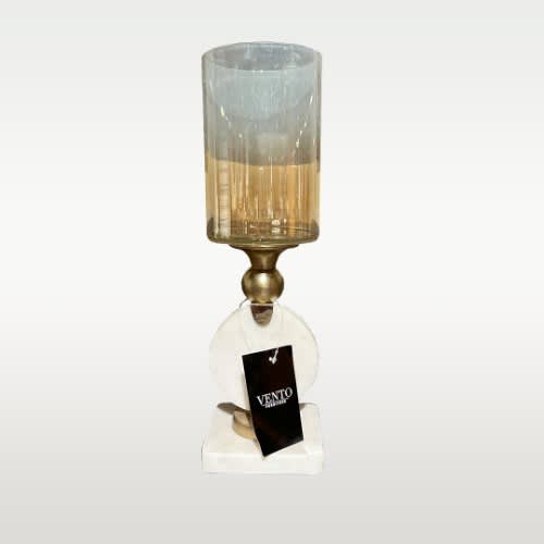 Vento Furniture Pillar Candle Holder - Small 36cm - White Marble