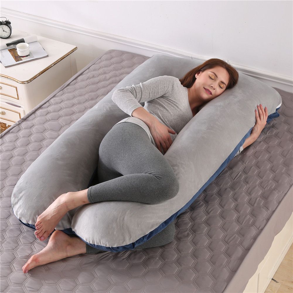 Sleeping Support Pillow Pregnant Women Body 100%-Plush-Navy-Grey