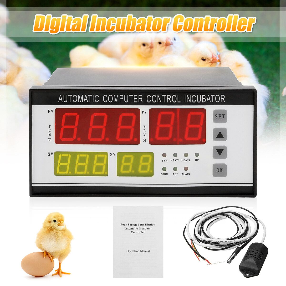 New Automatic Family Egg Digital Incubator Controller Temperature Humidity Sensor Controller Manual Chicken Duck Hatcher