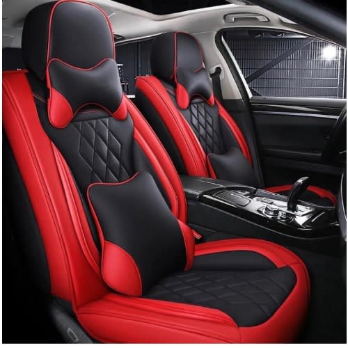 Executive Car Leather Seat Cover For All Saloon Cars And 5 Seats Suvs- Red And Black