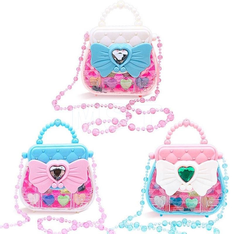 Fashion Pretend Play Children Pink Makeup Handbag Set Cosmetic Hairdressing