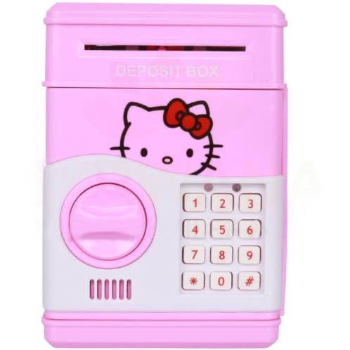 Electronic Atm Piggy Bank Money Safe Box For Kids - Pink