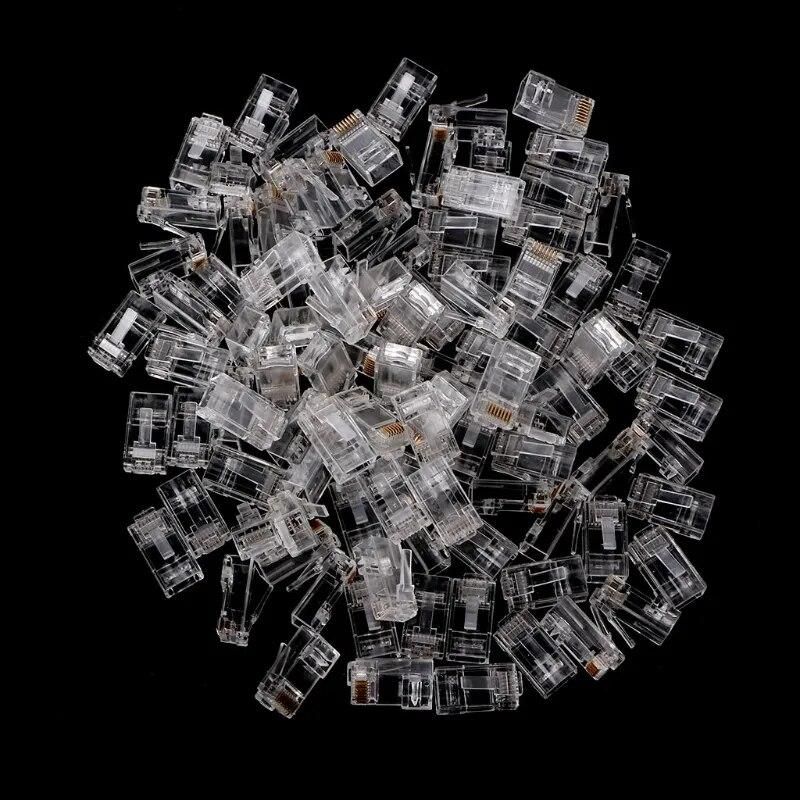 100Pcs/Set RJ45 CAT6 8-Pin Modular Plugs UTP Unshielded Version with Loading Bar