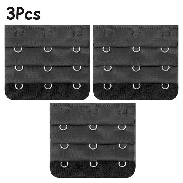 3pcs Bra Extension S Extenders Women Adjustable Belt Buckle-black-3 Buckle-ONE SIZE FITS ALL