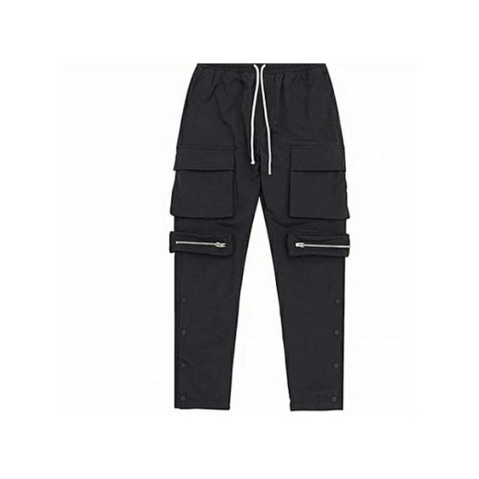 Black Buttoned Utility Cargo Pant