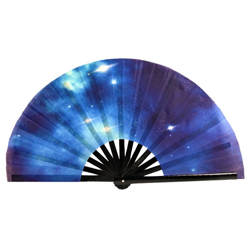 Fan Satin Kung Fan Printing Hand Party Fu Supplies Carnival Festival Bone Large Folding Fan Bamboo Fan