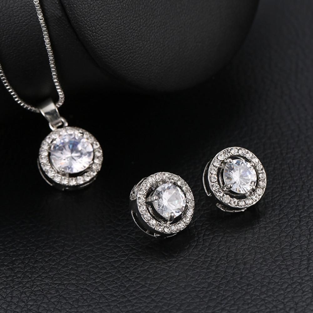 Trendy Girl Mini Inlay Jewelry Set Round Crystal Rhinestone