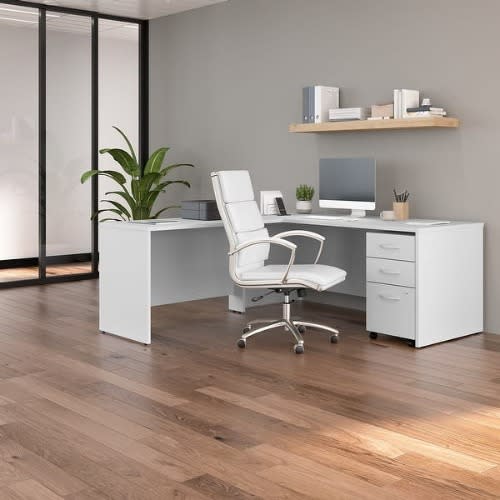 Sadia-l Shaped Desk With Drawers -White