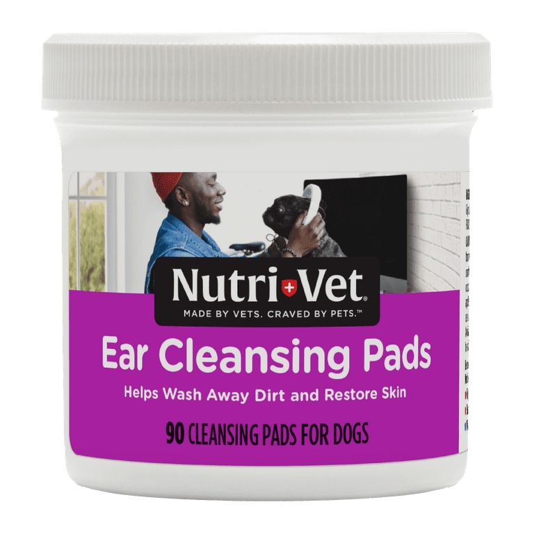 Nutri-Vet Ear Cleansing Pads For Dogs - Soothing & Non-Irritating - Removes Dirt & Wax Build Up- Maintain Dog Ear Health - 90 Count