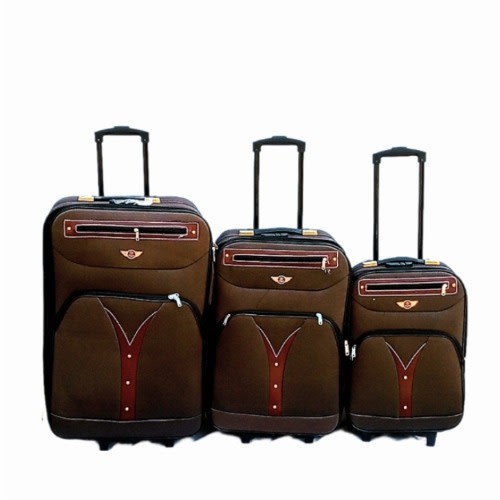 By 3 Set Zippers Luggage Trolly Boxes - Brown