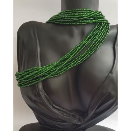 Emerald Seedbead Necklace - 12 Strands - 91cm Long