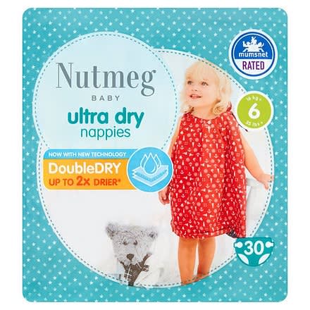 Nutmeg - Ultra Dry Nappies Size 6 - 30 Pack