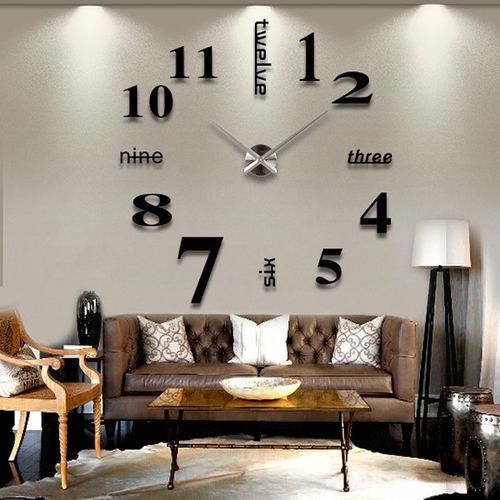 Stick On Wall Clock DIY Large Modern Design Decal 3D