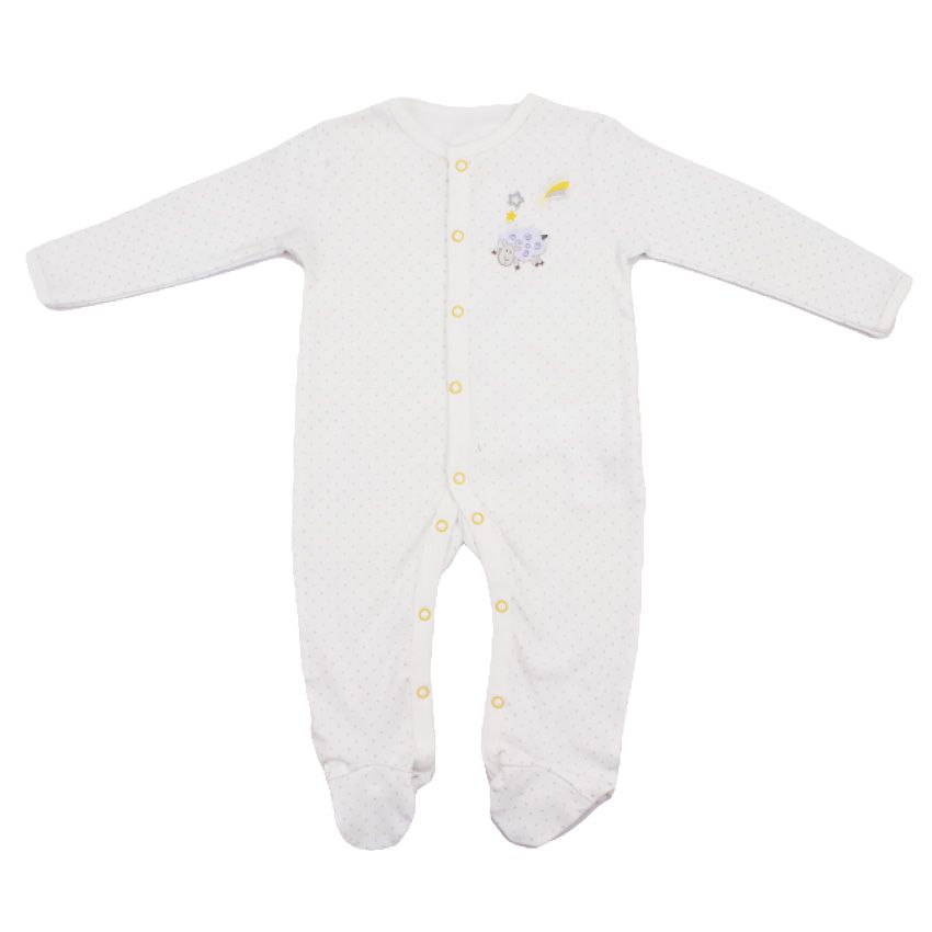 White And Grey Dot Print Sleepsuit White 9 12 Months