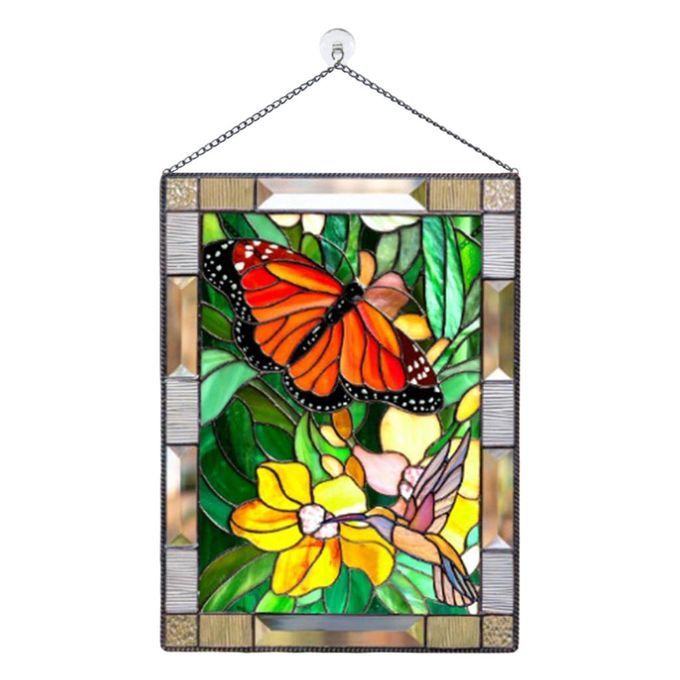2 Pieces Acrylic Rectangle Stained Glass Handcrafted Hanging Window