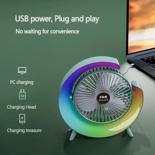 Dazzle Desktop Fashion Fan With Led Light & Bathroom Hanger