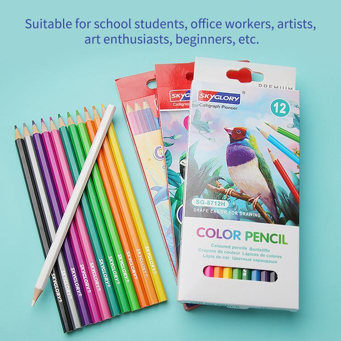 12-Color Colored Pencils Set Art Supplies For Drawing