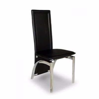 Set of 4 Leather Dining Chairs - Black