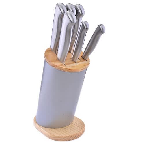 7-Piece Stainless Steel Knife Set with Wooden Block