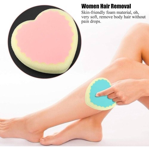 1pc Body Hair Removal Sponge - Physical Lady Skin Care - Double Side Pad - Heart-shaped