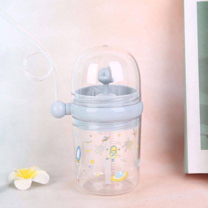 Cute Water Bottle With Straw Leak-Proof Baby Feeding Bottle For Blue