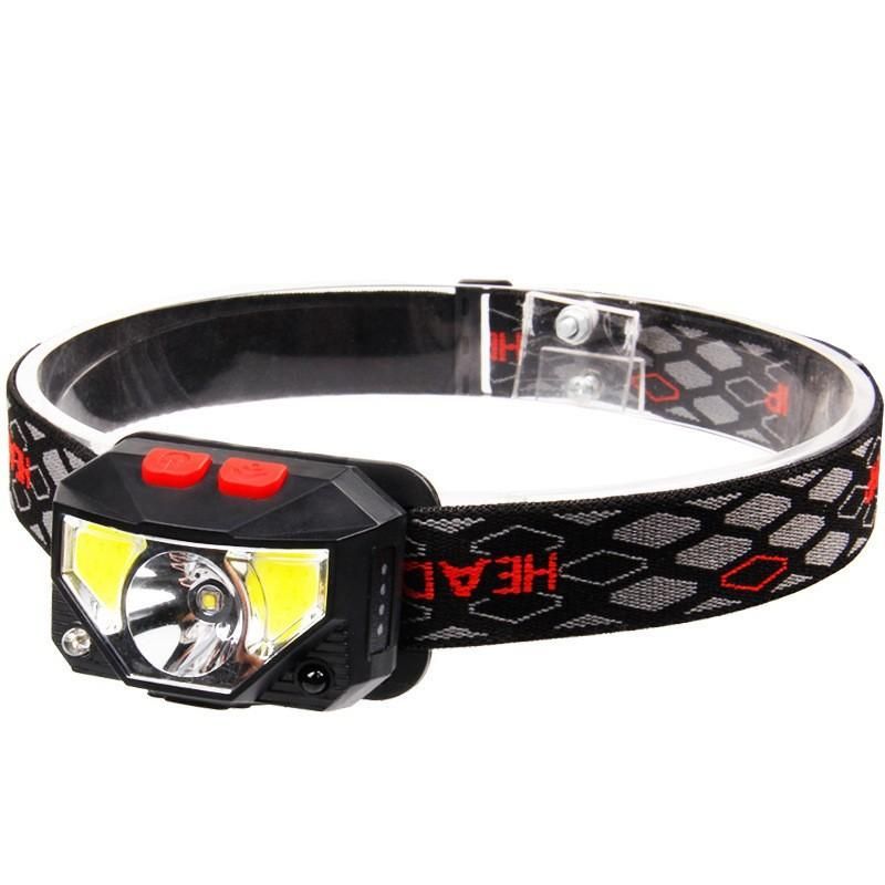 New LED induction red light fishing headlight mini USB built-in battery multifunctional light COB strong light headlight regular red ribbon