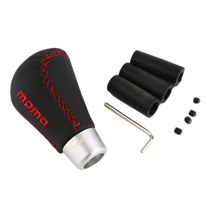 Universal Leather Red Stit Hed Automati  Drive  Ar Gear Shift Leather Knob-black And Red