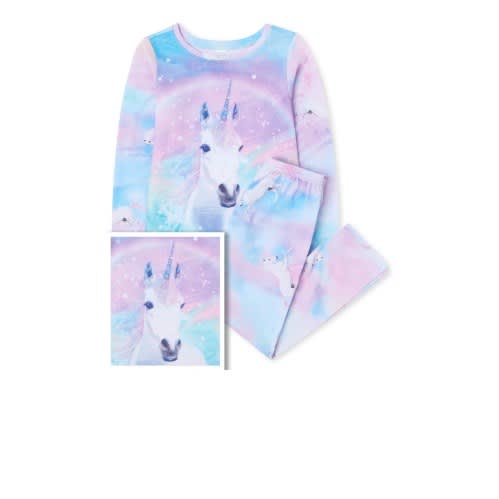 Girls Unicorn Sparkles Cotton Snug Fit Pyjamas Sleepwear