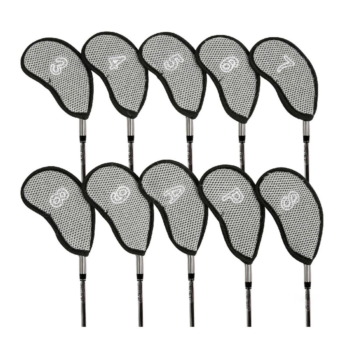 10Pcs Club Head Covers Colorful Golf Iron Club Head Protective Cases Grey