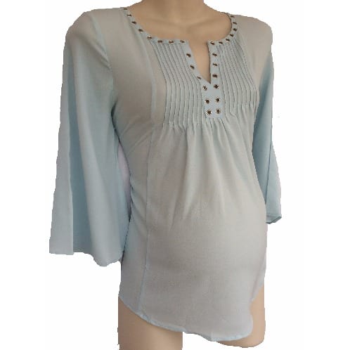 Maternity Detailed Trim Top - Sky Blue